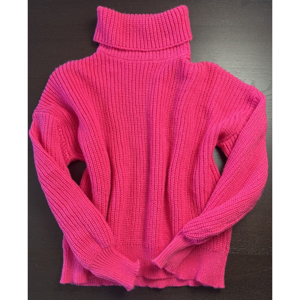 CUPSHE Bright Pink Turtleneck Chunky Knit Sweater Women's Size Small